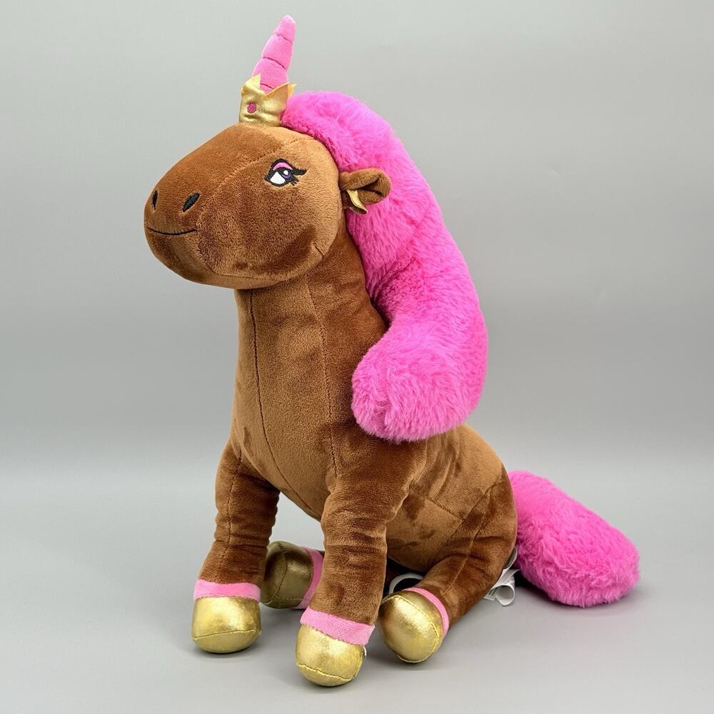 Afro Unicorn Pink Soft Plush 16" Stuffed Animal Unique Divine Magical